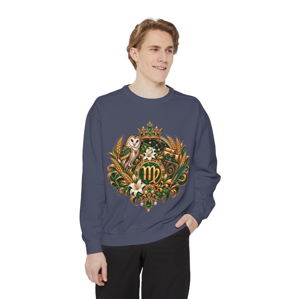 Virgo Sweatshirt — Zodiac Owl Virgo Symbol Crewneck