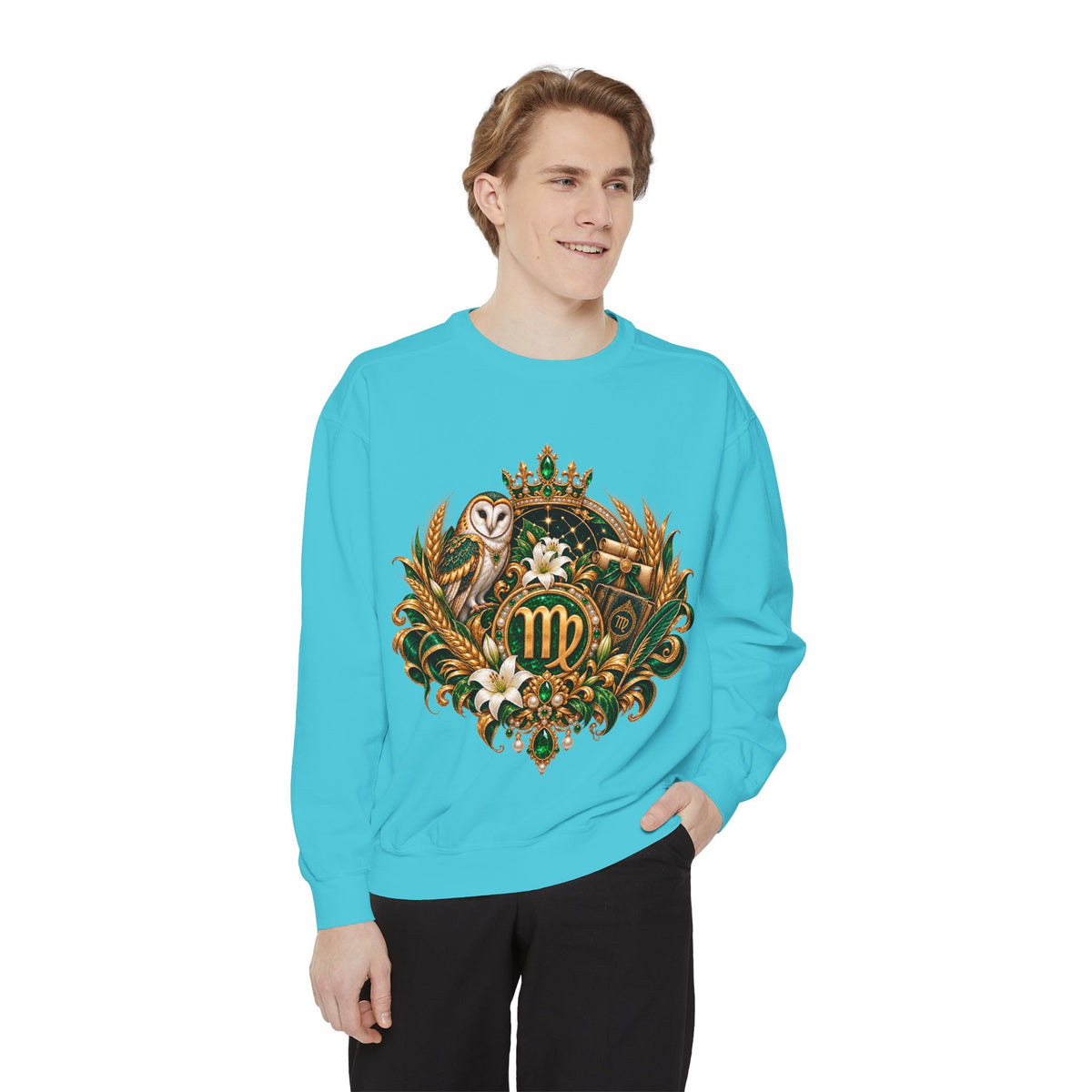 Virgo Sweatshirt — Zodiac Owl Virgo Symbol Crewneck