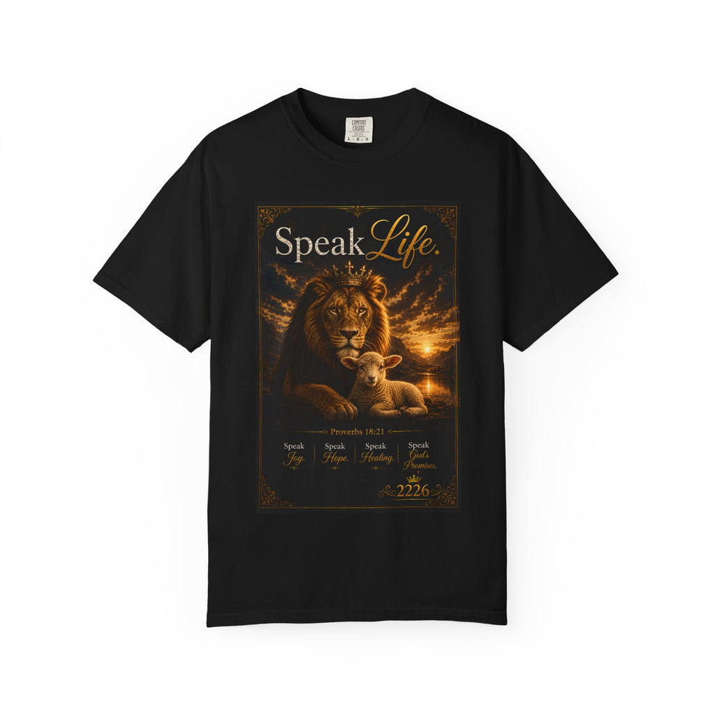 Kingdom Living Lion T-Shirt — "Speak Life" Christian Faith Graphic Tee