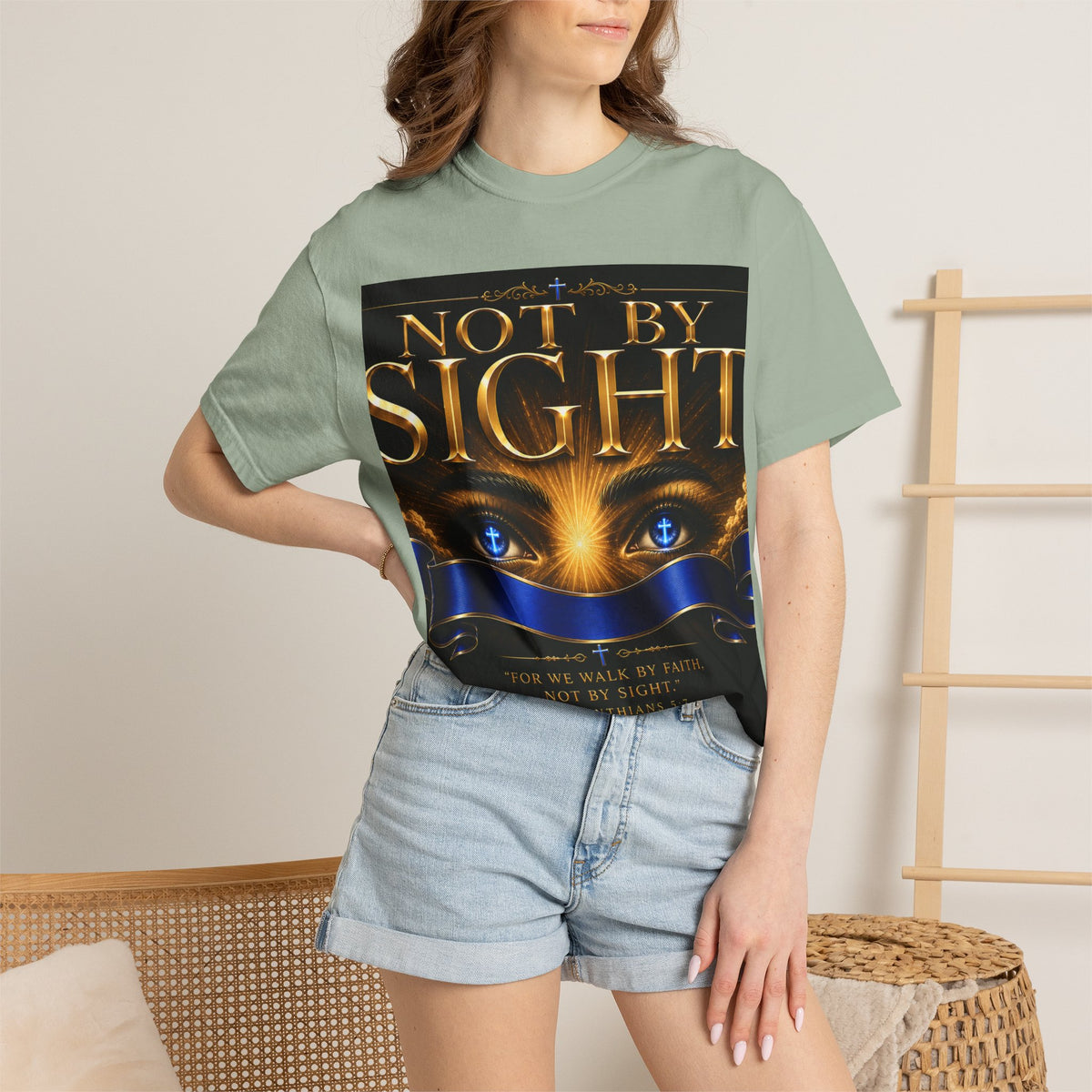 Not By Sight / Walk By Faith T‑Shirt — Christian Faith Graphic Tee