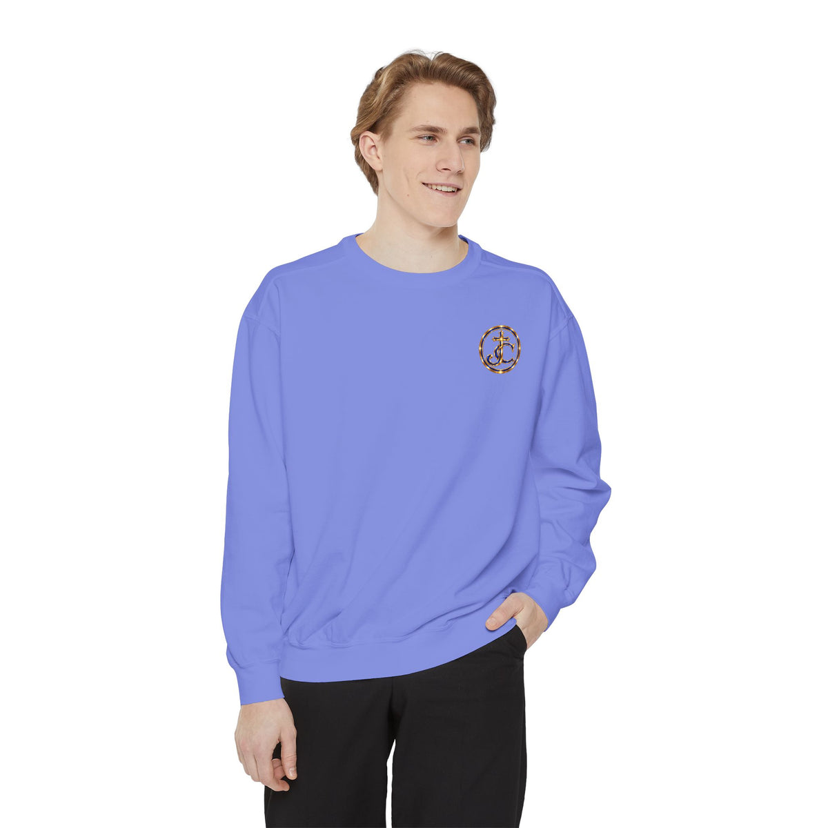 Religious Sweatshirt — “Jesus Christ Today, Tomorrow and Forever More” Crown Graphic