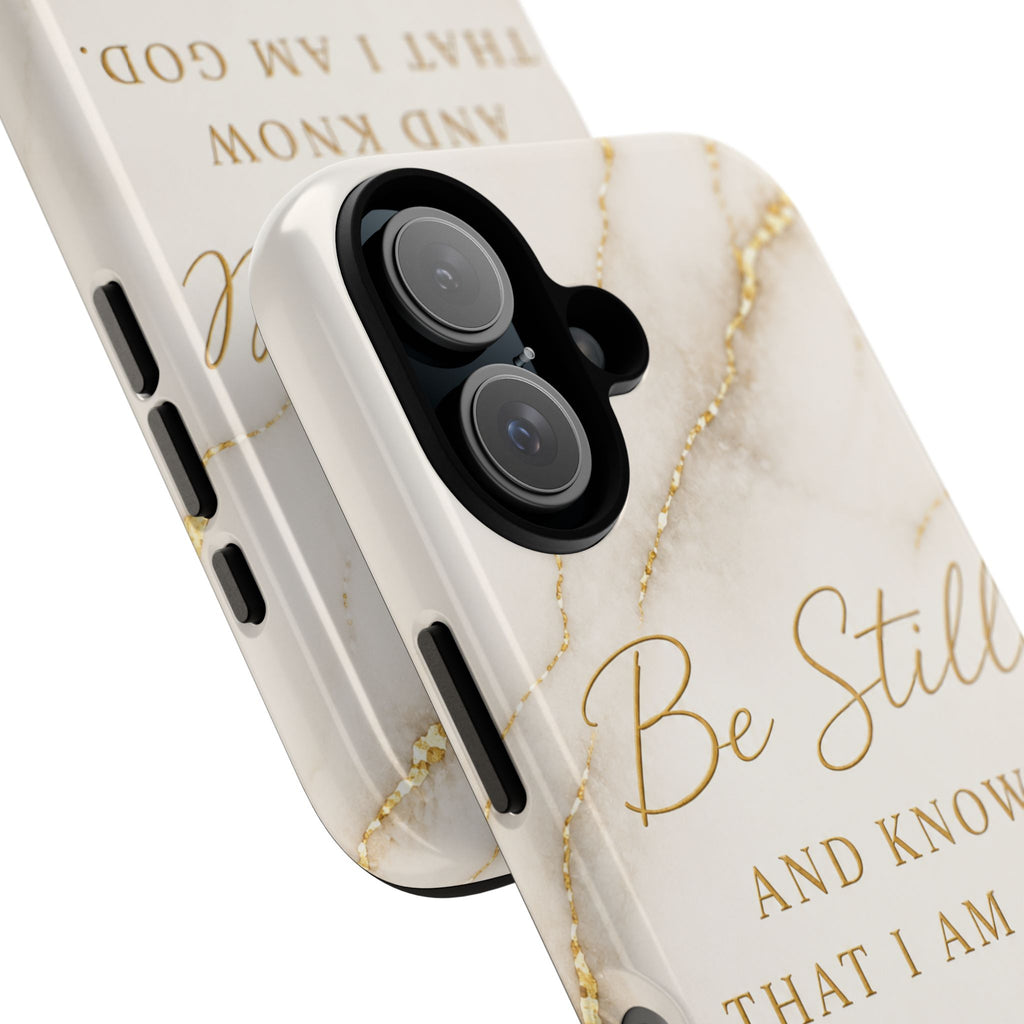Marble Gold "Be Still" Psalm 46:10 Tough Phone Case