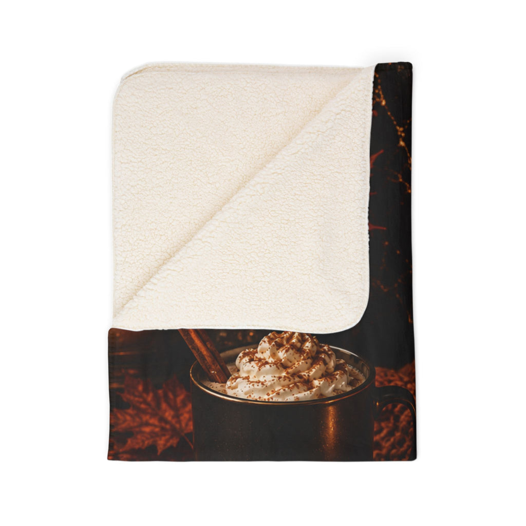Autumn Cozy Fleece Sherpa Blanket – Pumpkin Spice Candles & Cocoa Throw