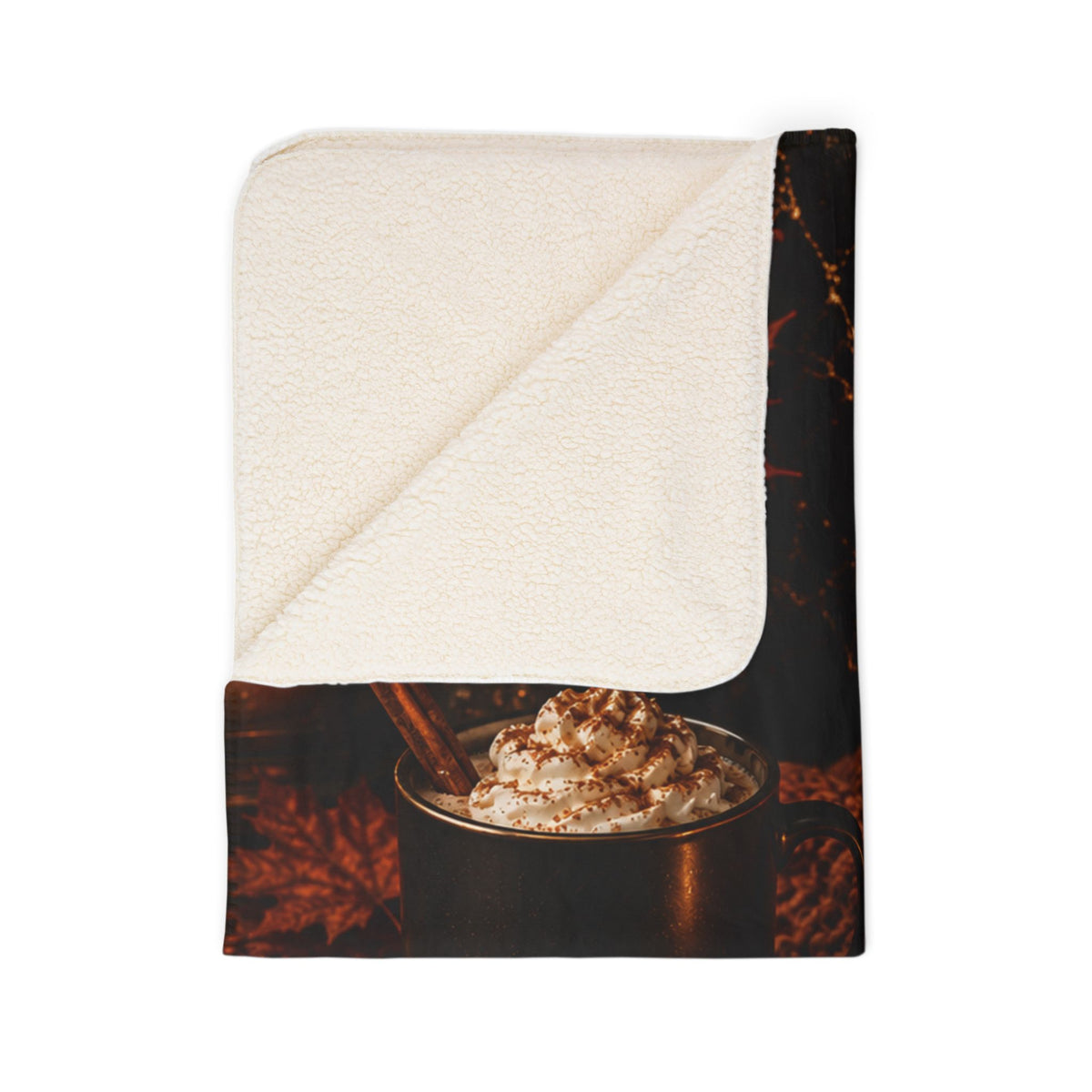 Autumn Cozy Fleece Sherpa Blanket – Pumpkin Spice Candles & Cocoa Throw