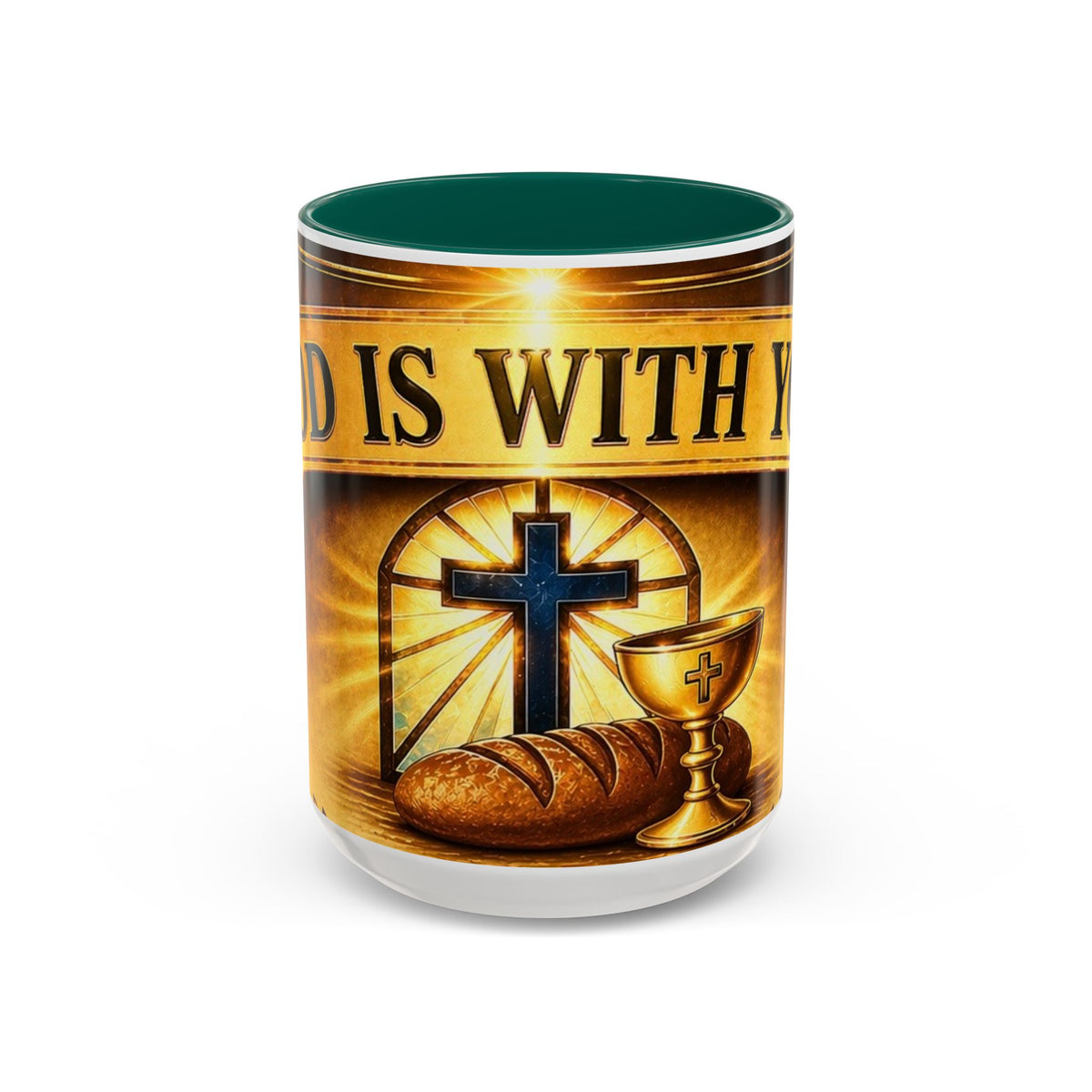 Inspirational Communion Mug — "God Is With You" Christian Coffee Cup