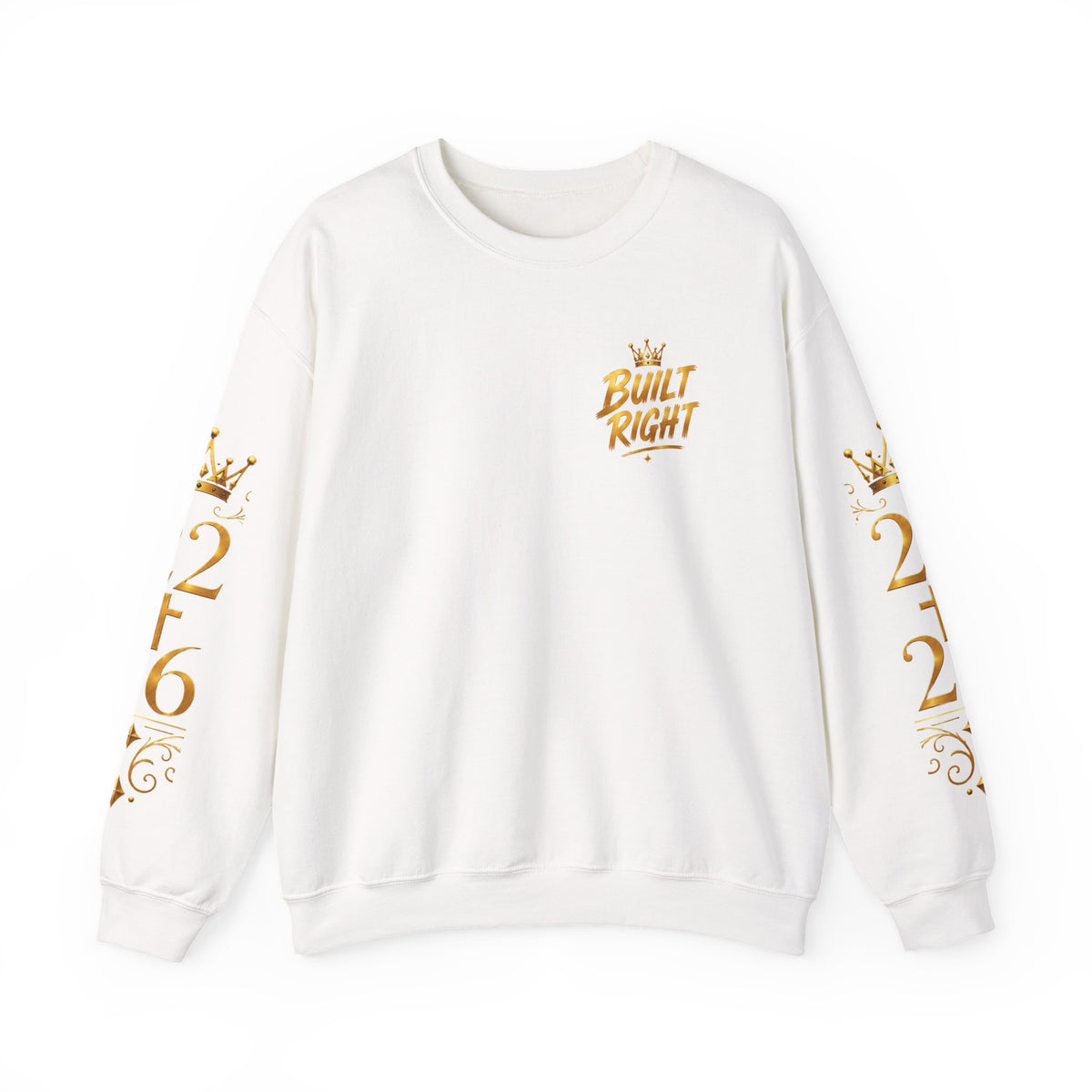 Built Right Crewneck Sweatshirt — "Built Right: Beautiful Brilliant" Gold Graphic