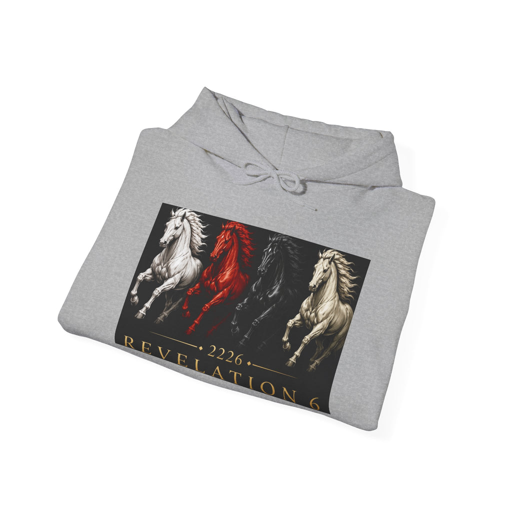 Revelation 6: The Four Horsemen Hoodie — Biblical Apocalyptic Graphic Sweatshirt
