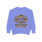 Religious Sweatshirt — “Jesus Christ Today, Tomorrow and Forever More” Crown Graphic