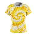 Yellow Tie-Dye Spiral Tee — Women's All-Over Print Casual Shirt