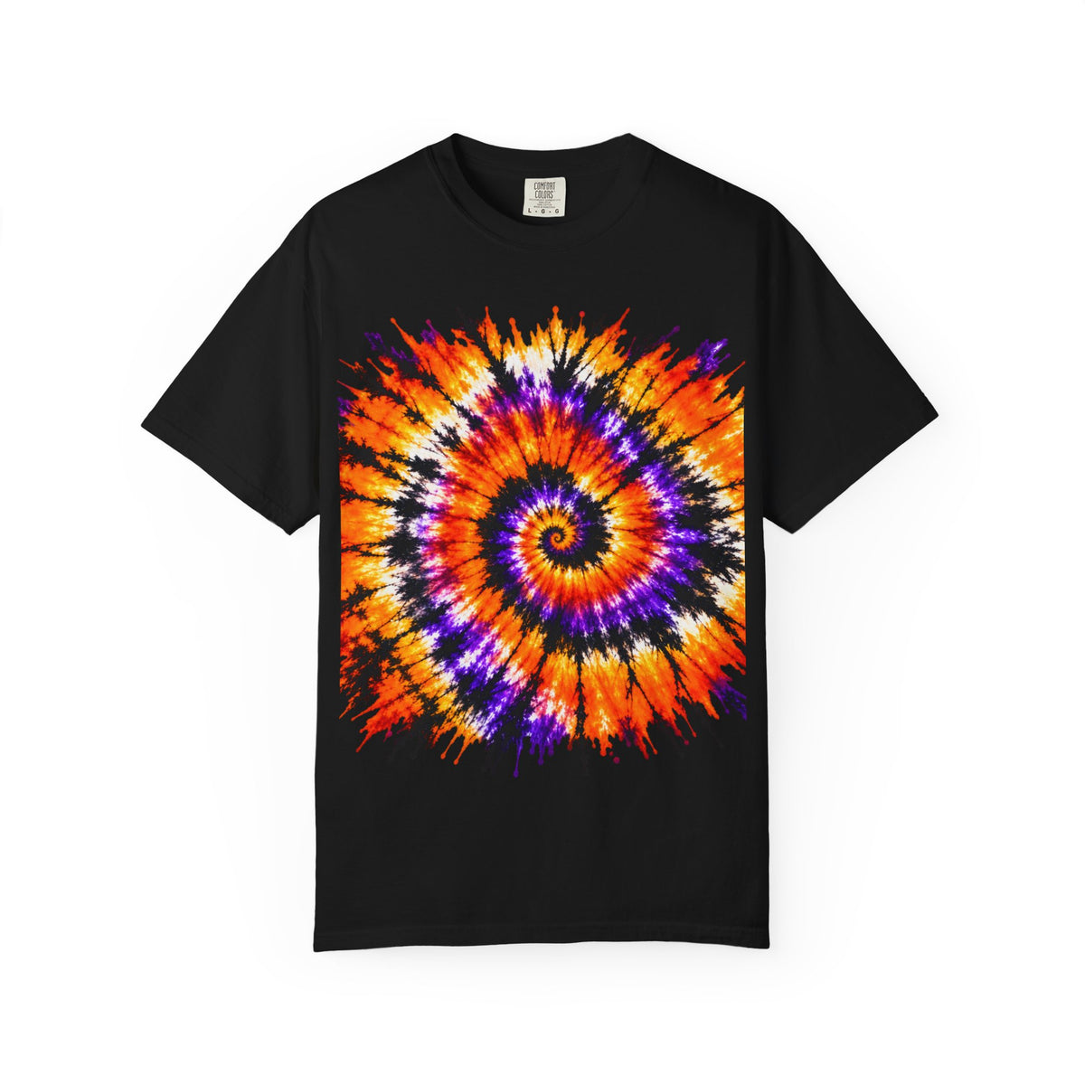 Tie-Dye Spiral T-Shirt — Orange Purple Psychedelic Graphic Tee