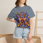Gemini Zodiac T-Shirt — Bold Blue & Gold Twin Portrait Tee