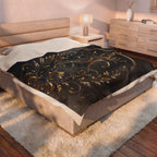 Regal Crown Velvet Plush Blanket — Gold Baroque Royal Throw