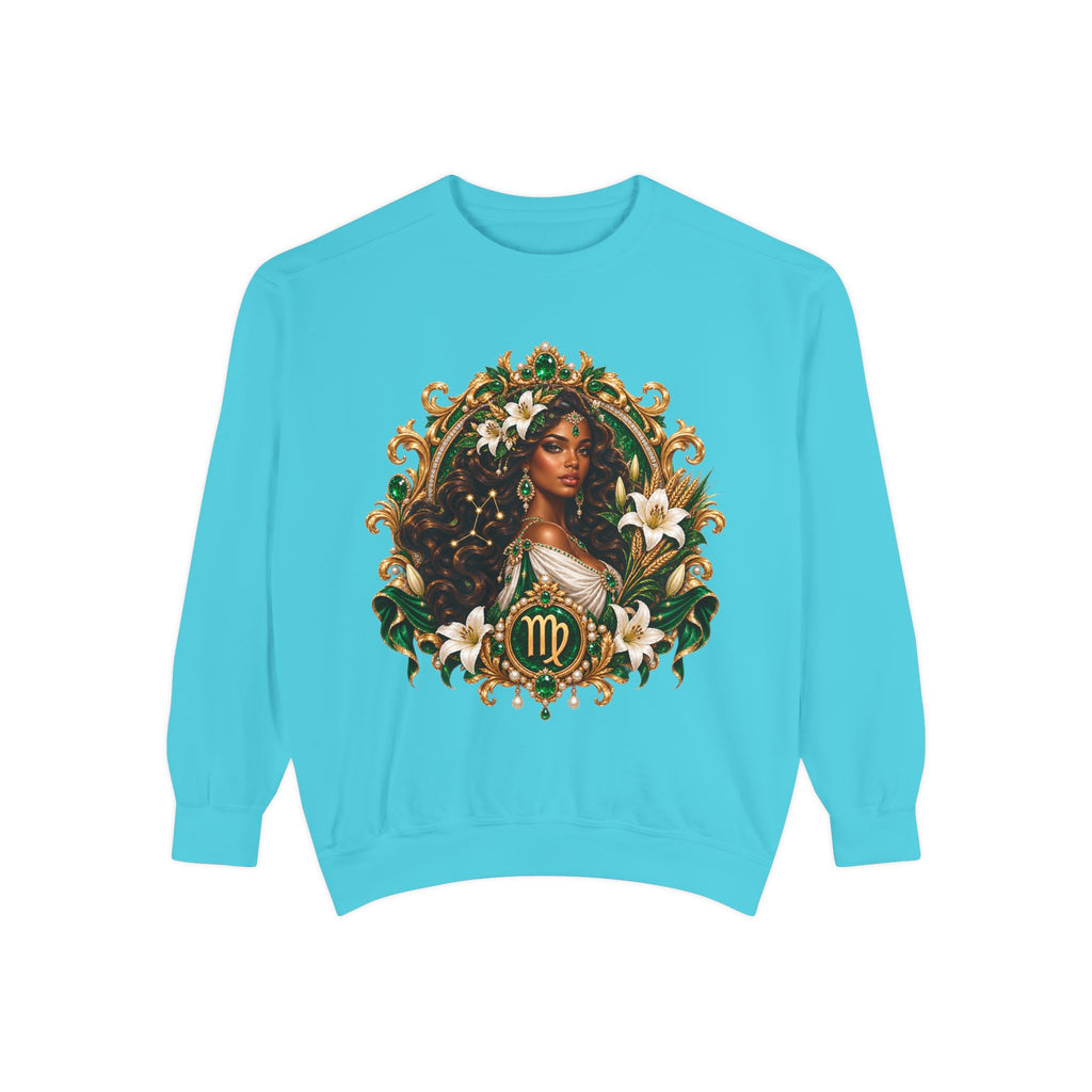 Virgo Zodiac Sweatshirt — Virgo Goddess & Owl Astrology Crewneck