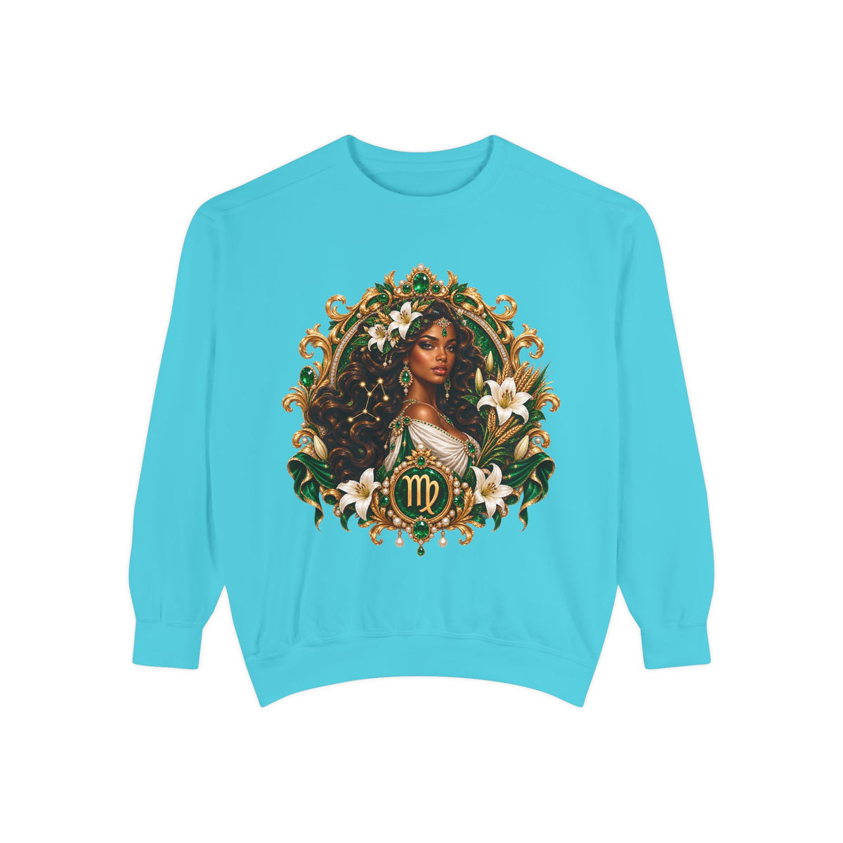 Virgo Zodiac Sweatshirt — Virgo Goddess & Owl Astrology Crewneck