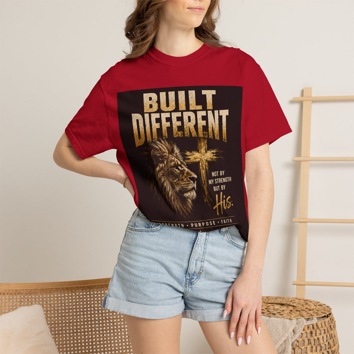 Built Different Lion Faith T-Shirt — Christian Inspirational Tee