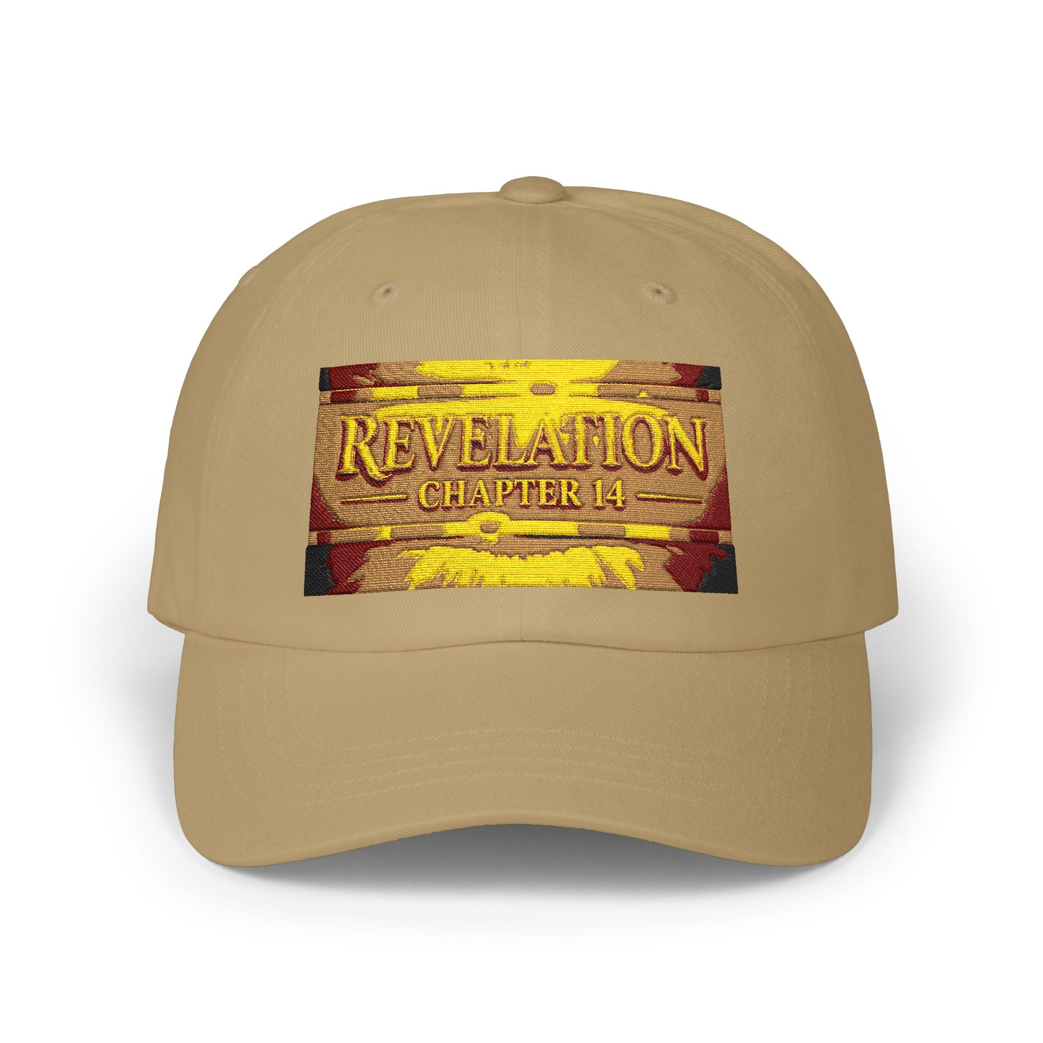 Revelation Chapter 4 White Dad Cap — Gold Vintage Bible Verse Hat