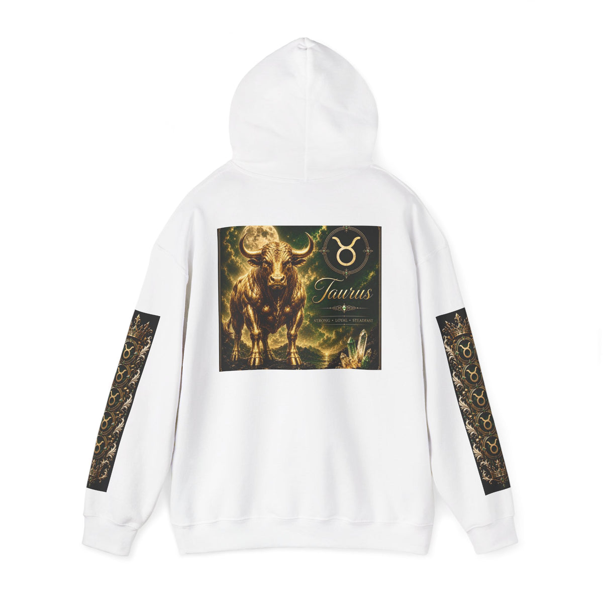 Taurus Hoodie - Zodiac Bull Graphic Pullover with Astrological Sleeve Panels