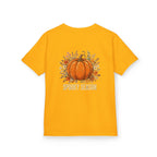 Kids Halloween Tee — Cute Ghost Holding Pumpkin "Spooky Season"