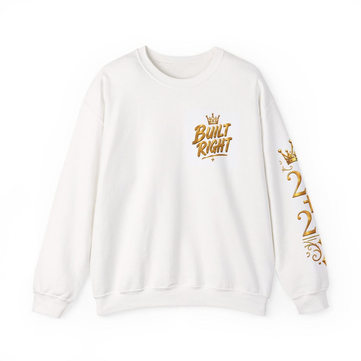 Built Right Sweatshirt — "Built Right: Beautiful Brave Brilliant" Gold Graphic Crewneck