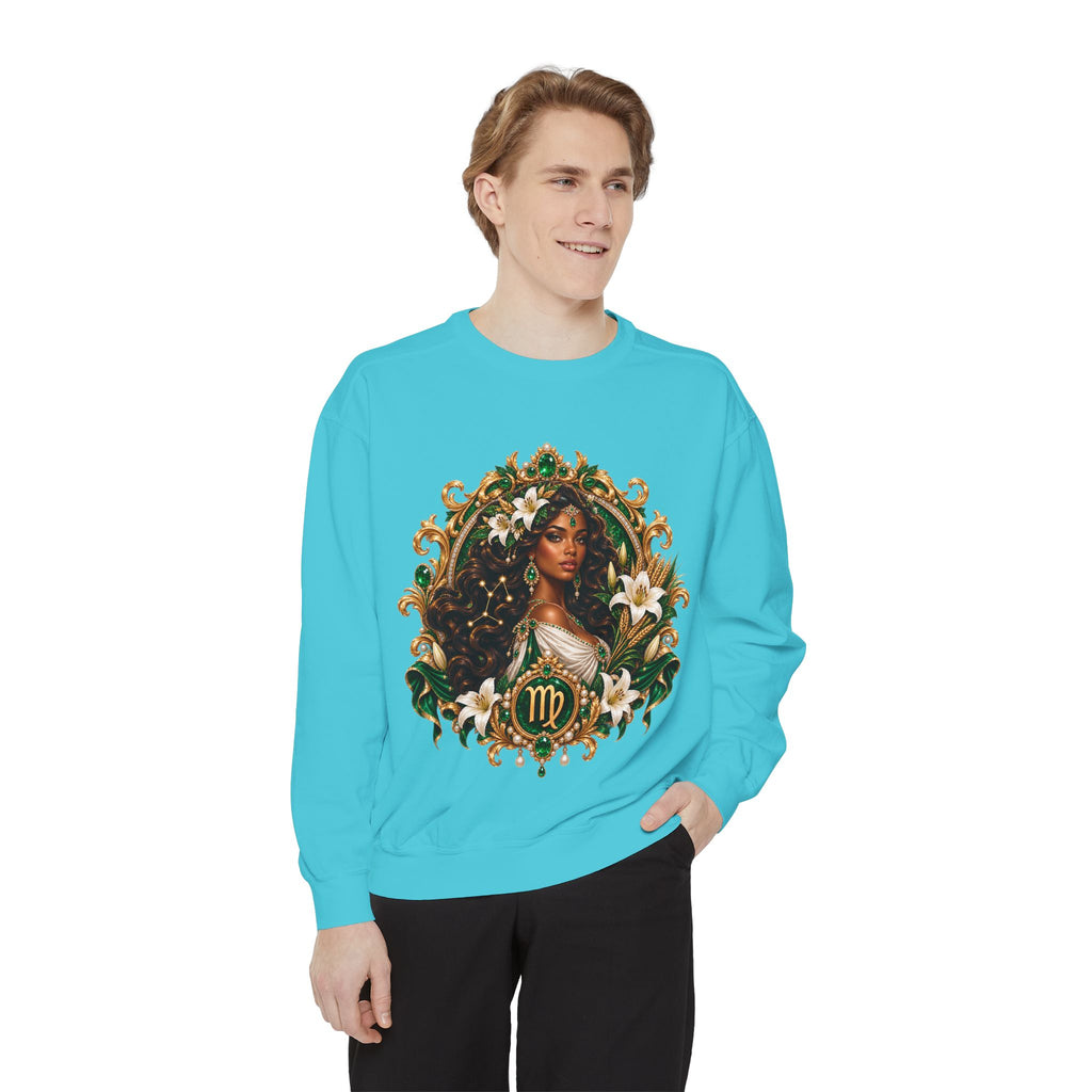 Virgo Zodiac Sweatshirt — Virgo Goddess & Owl Astrology Crewneck