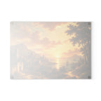 Glass Cutting Board - Golden Sunset Coastal Landscape Print, Tempered Glass Kitchen Board