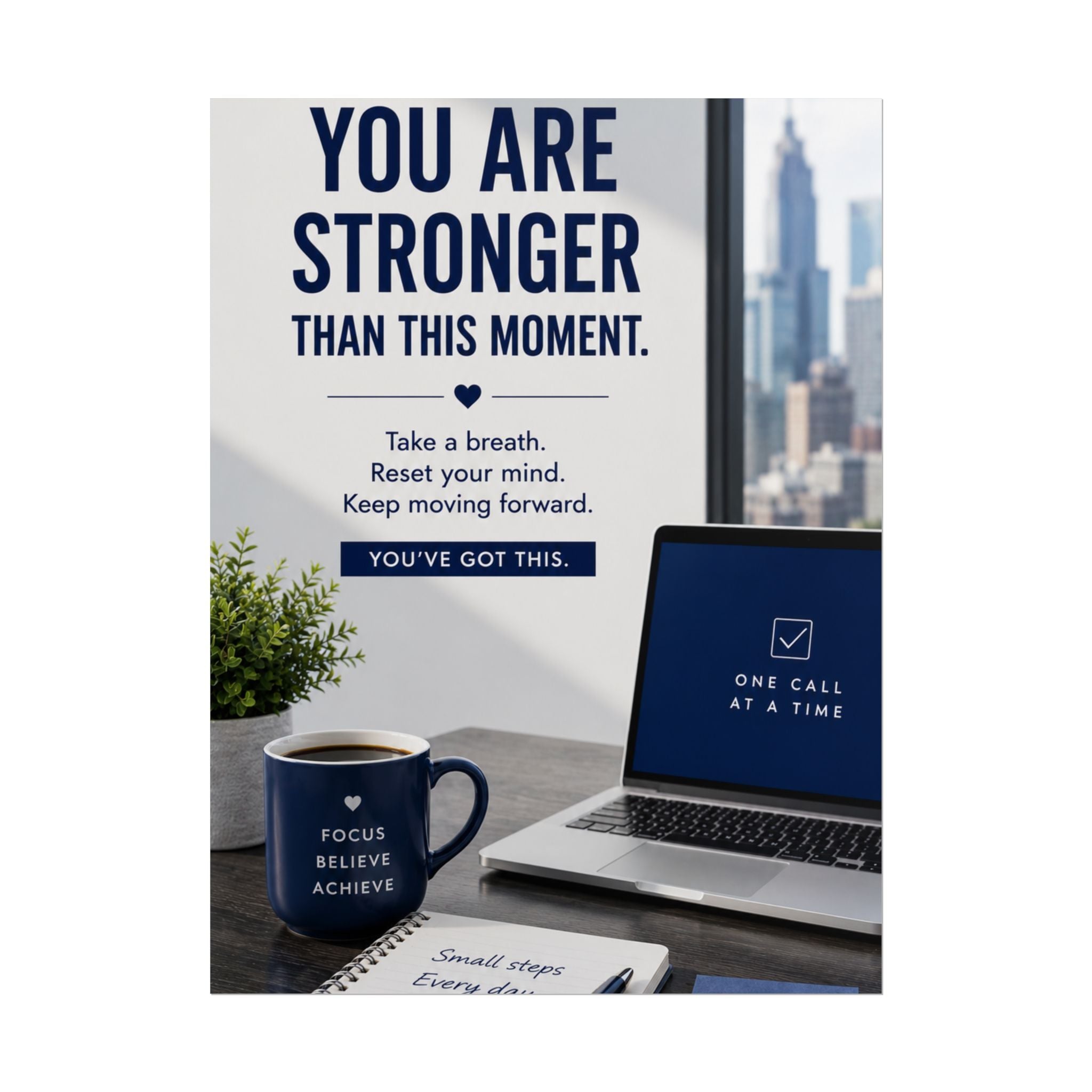 Motivational Poster — "You Are Stronger Than This Moment" Inspirational Office Wall Art