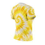 Yellow Tie-Dye Spiral Tee — Women's All-Over Print Casual Shirt