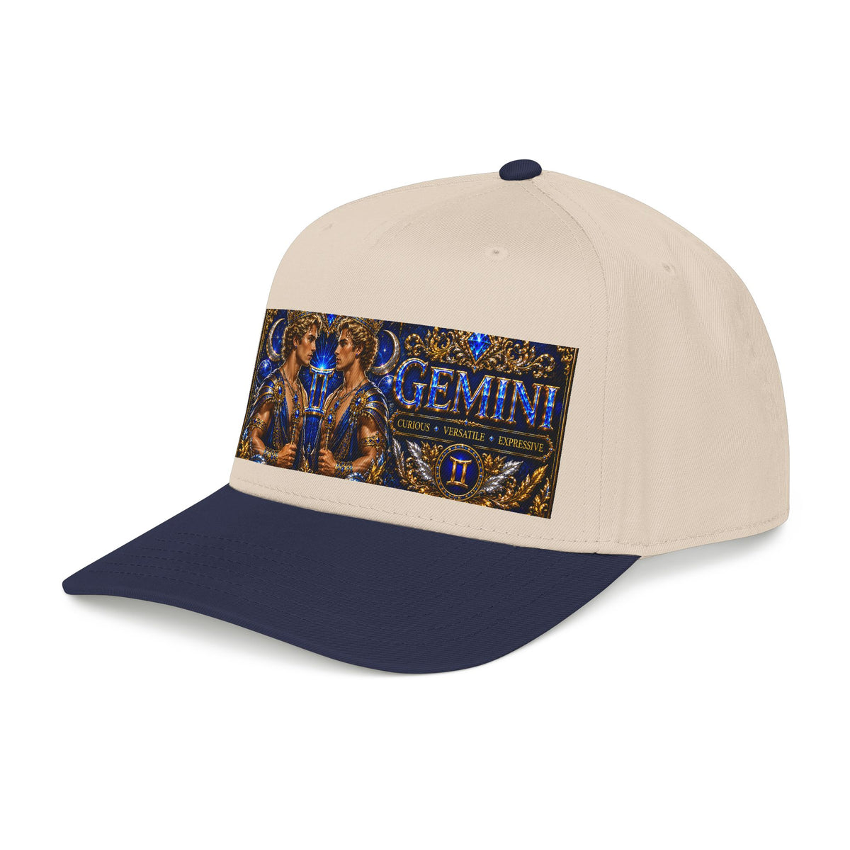 Gemini Zodiac Mid Profile Baseball Cap — Twin Constellation Astrology Design