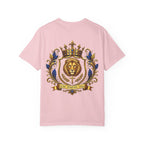 Lion Crest T-Shirt — Regal Crowned Lion with "Faith • Purpose • Peace" Back Graphic