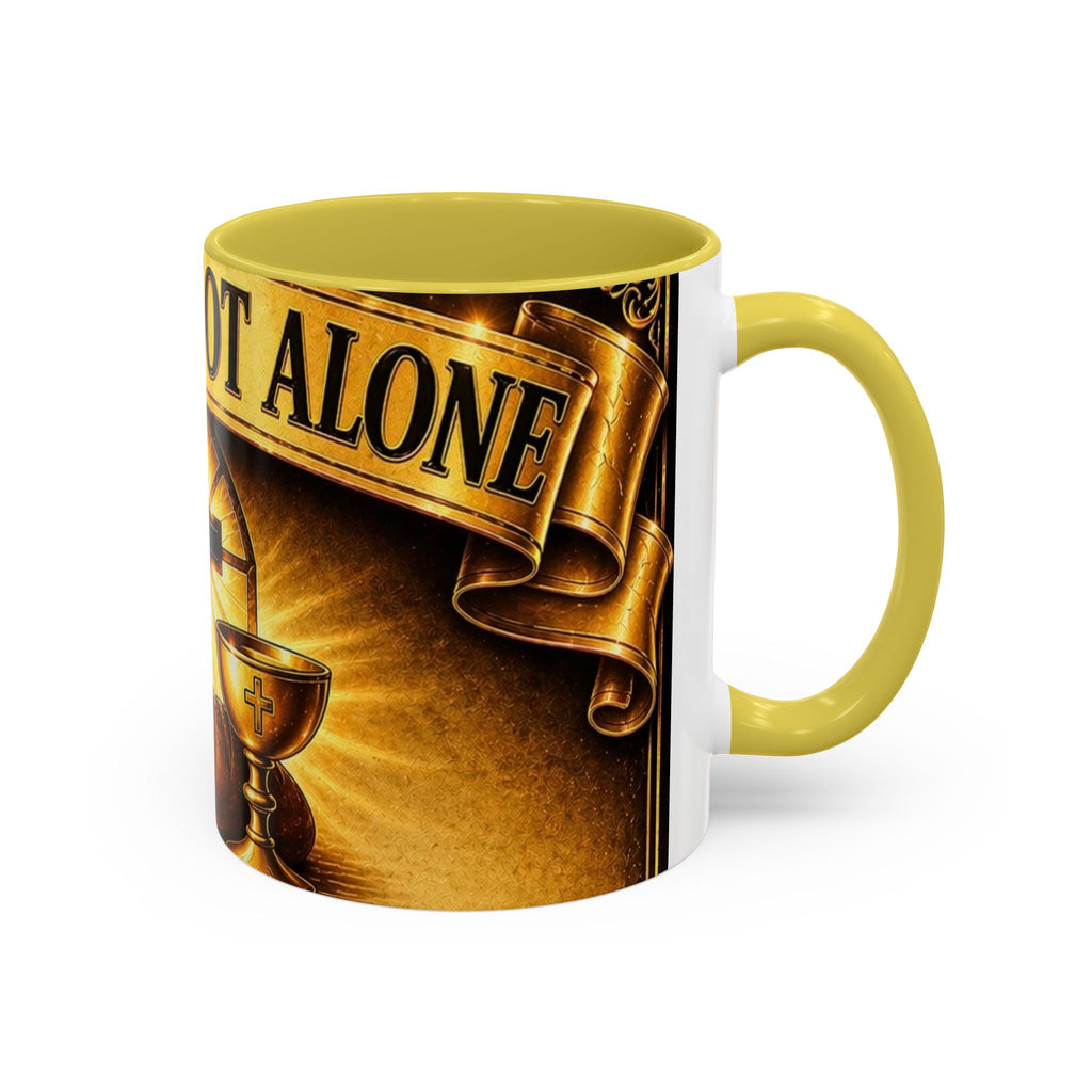 You Are Not Alone Christian Mug — Communion Cross & Bread Chalice Coffee Cup