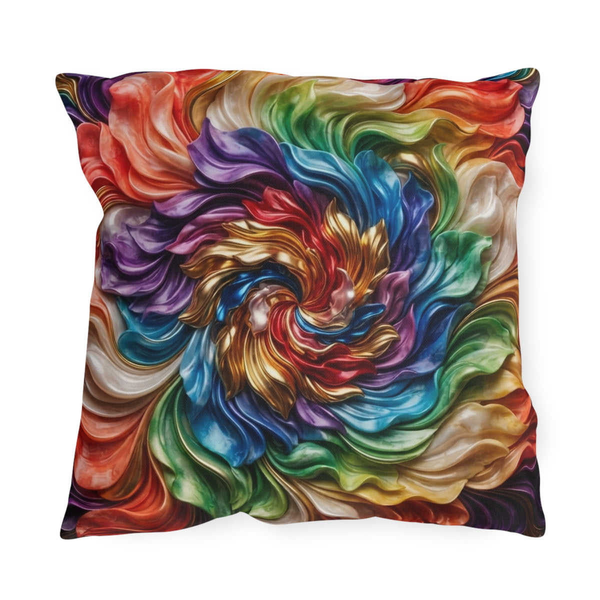 Colorful Swirl Outdoor Pillow — Vibrant Abstract Garden Cushion
