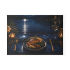 Moonlit Lakeside Dinner Scene Glass Cutting Board — Decorative Tempered Glass Prep & Serving Board