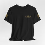 White Crown Logo Tee — Small Gold Crown Chest & Sleeve Graphic