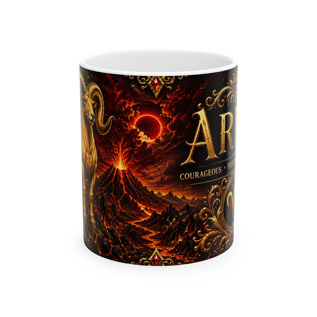 Aries Zodiac Mug — Fiery Ram Horoscope Ceramic Coffee Cup (11oz/15oz)
