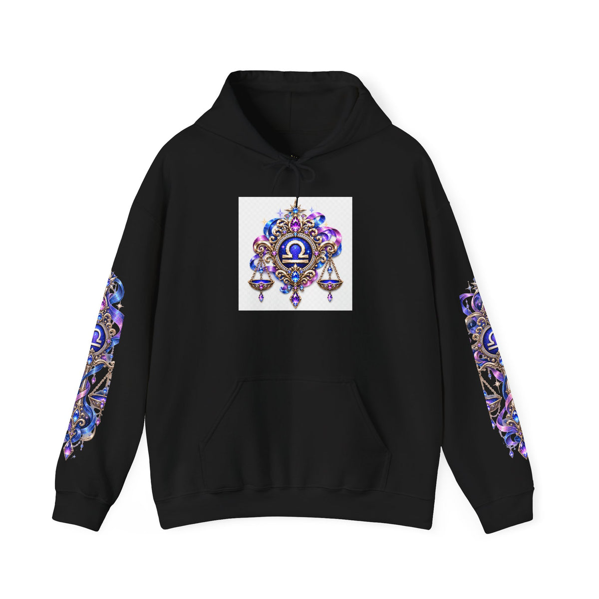 Libra Zodiac Hoodie — Celestial Scales Astrology Graphic Pullover