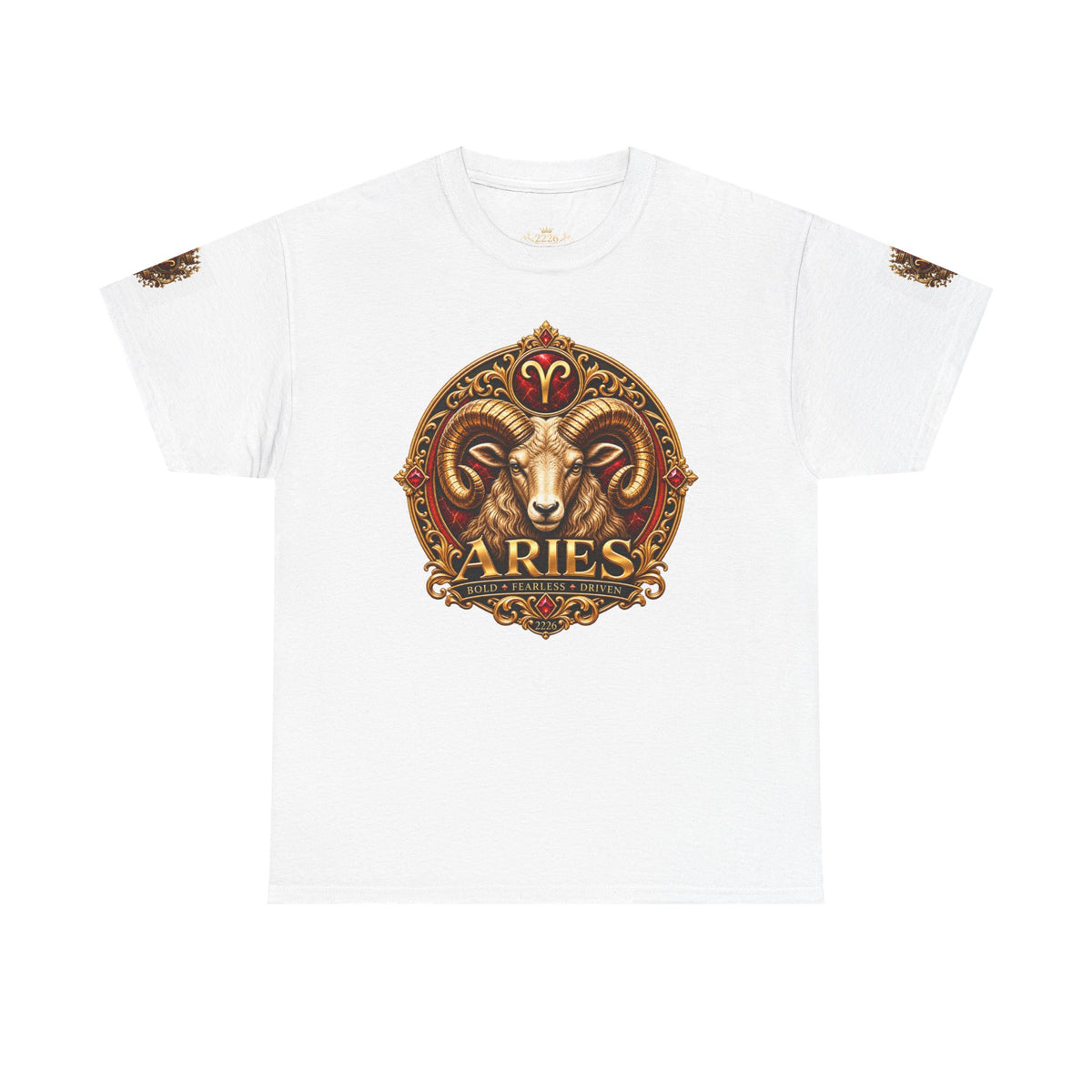 Aries Zodiac T‑Shirt — Mythic Ram Astrology Tee with 'ARIES' Emblem