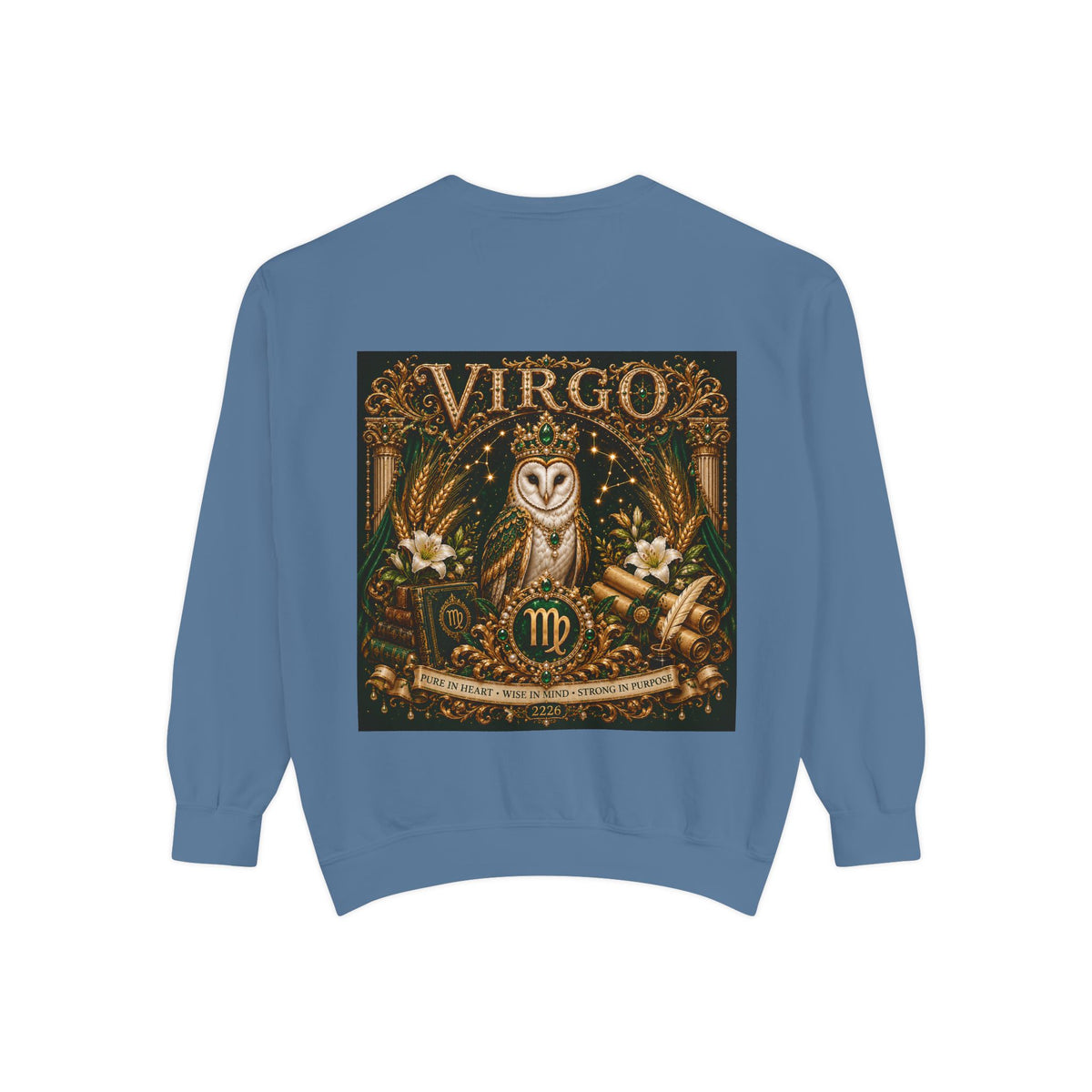 Virgo Zodiac Sweatshirt — Virgo Goddess & Owl Astrology Crewneck