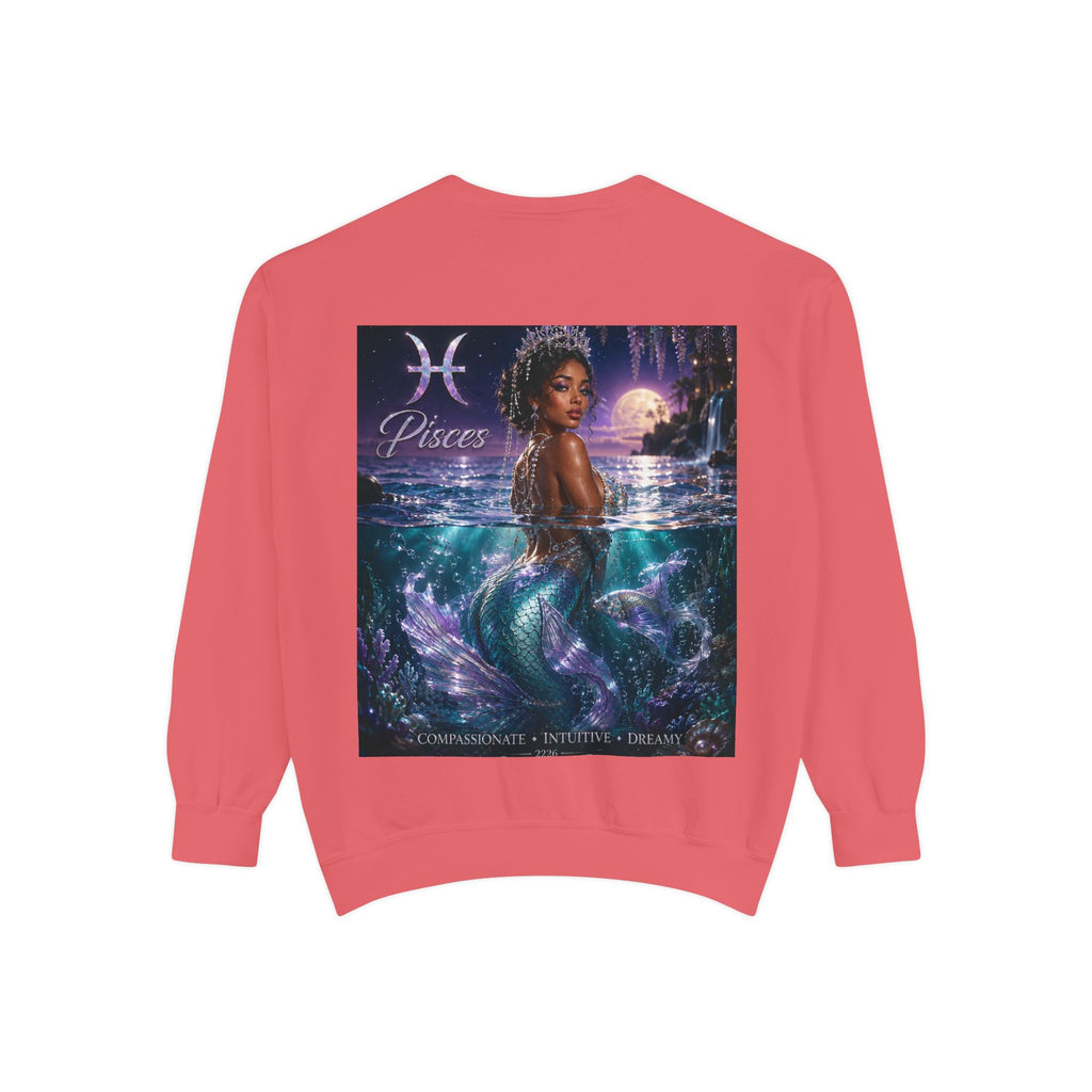 Pisces Mermaid Zodiac Sweatshirt — Pisces Symbol & 'Pisces' Artwork