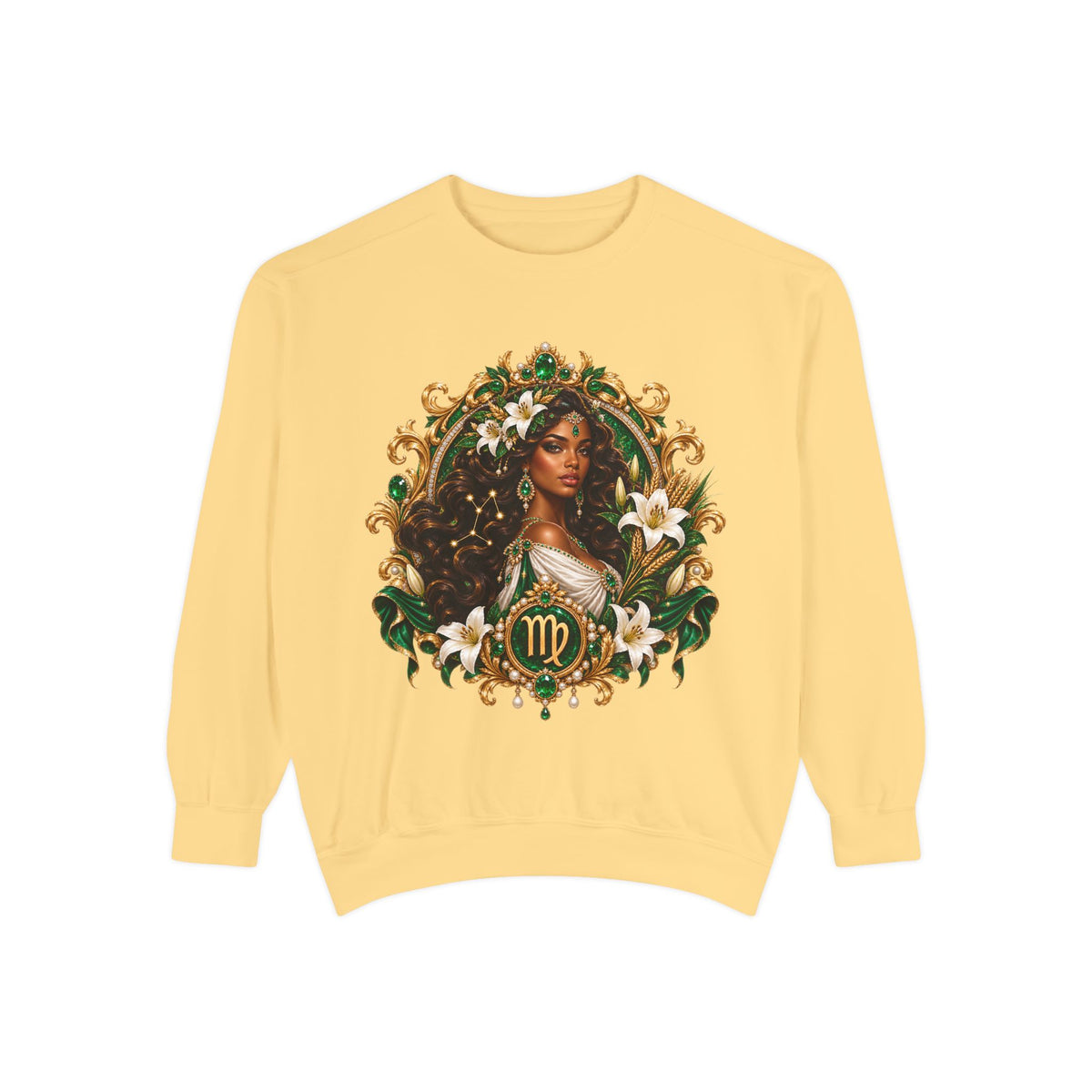 Virgo Zodiac Sweatshirt — Virgo Goddess & Owl Astrology Crewneck