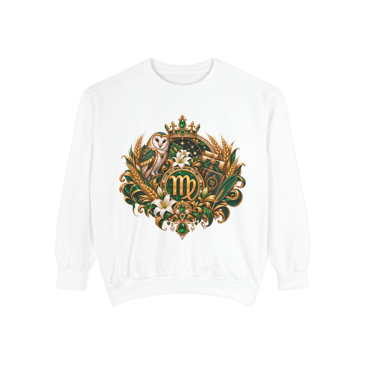 Virgo Sweatshirt — Zodiac Owl Virgo Symbol Crewneck
