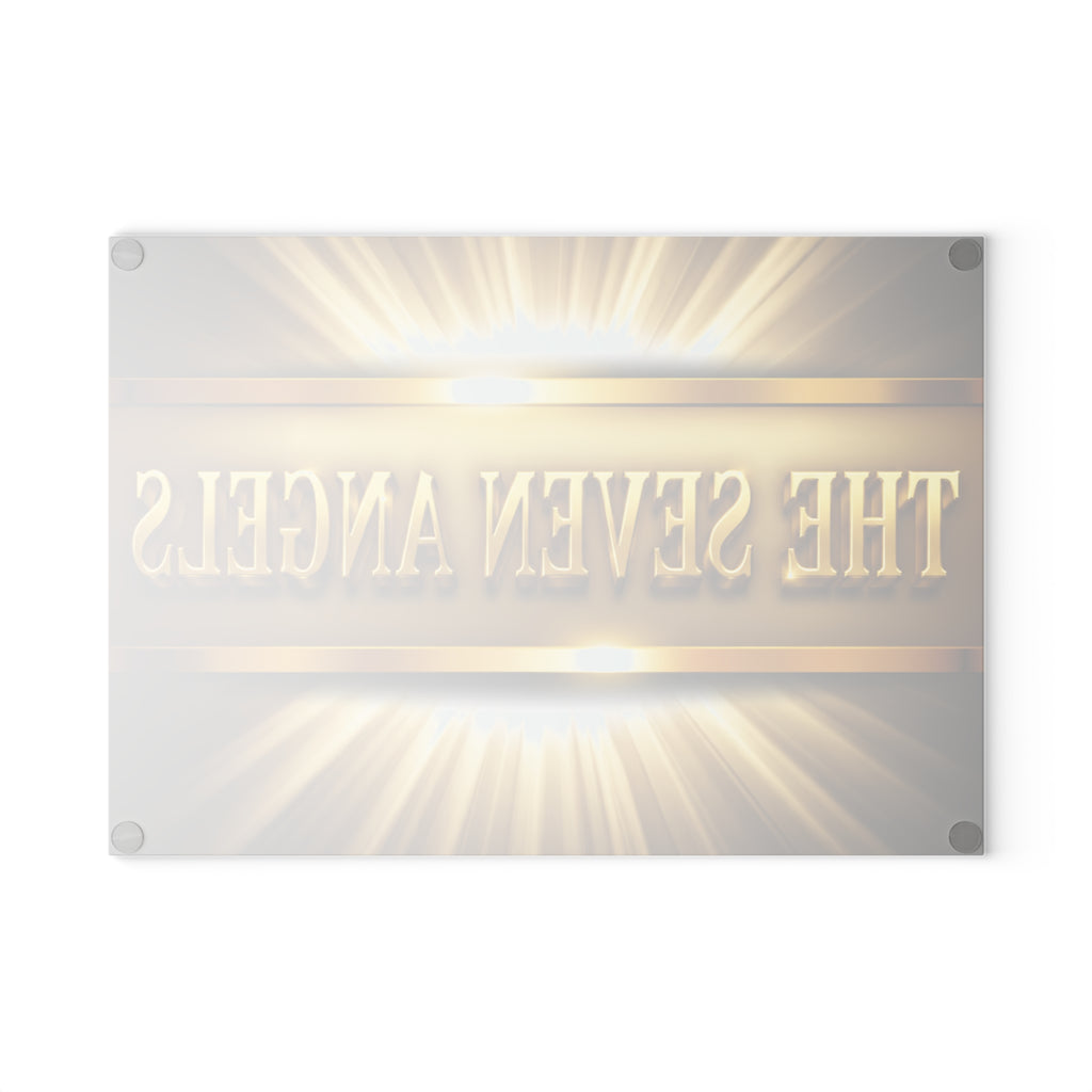 Glass Cutting Board — "The Seven Angels" Gold Radiant Decorative Kitchen Board