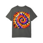 Tie-Dye Spiral T-Shirt — Orange Purple Psychedelic Graphic Tee