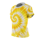 Yellow Tie-Dye Spiral Tee — Women's All-Over Print Casual Shirt