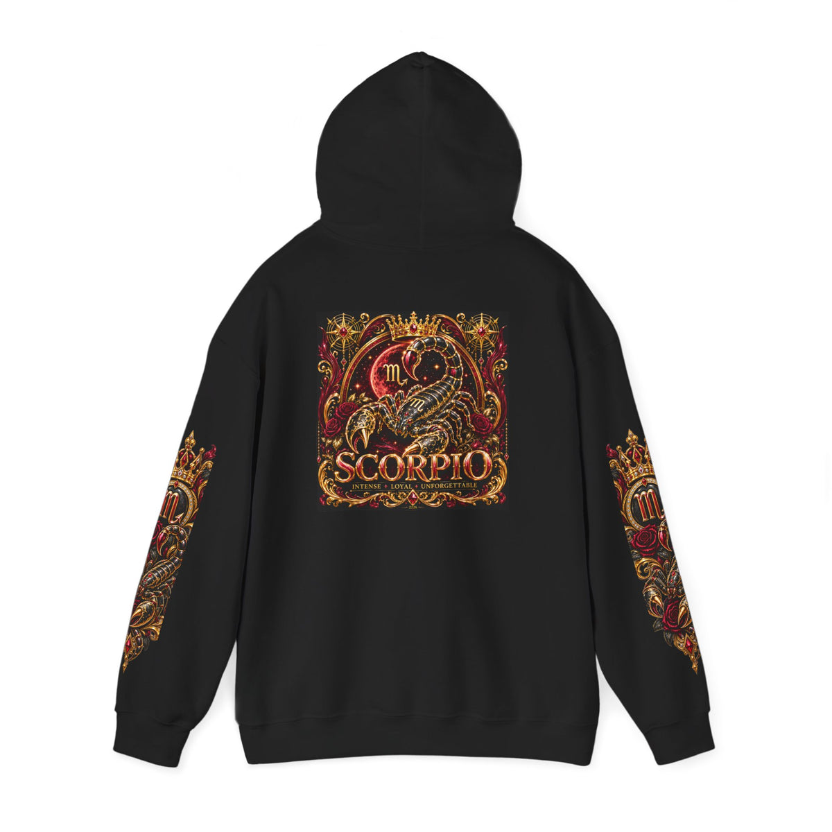 Scorpio Zodiac Hoodie — Ornate Crowned Scorpio Graphic Hooded Sweatshirt