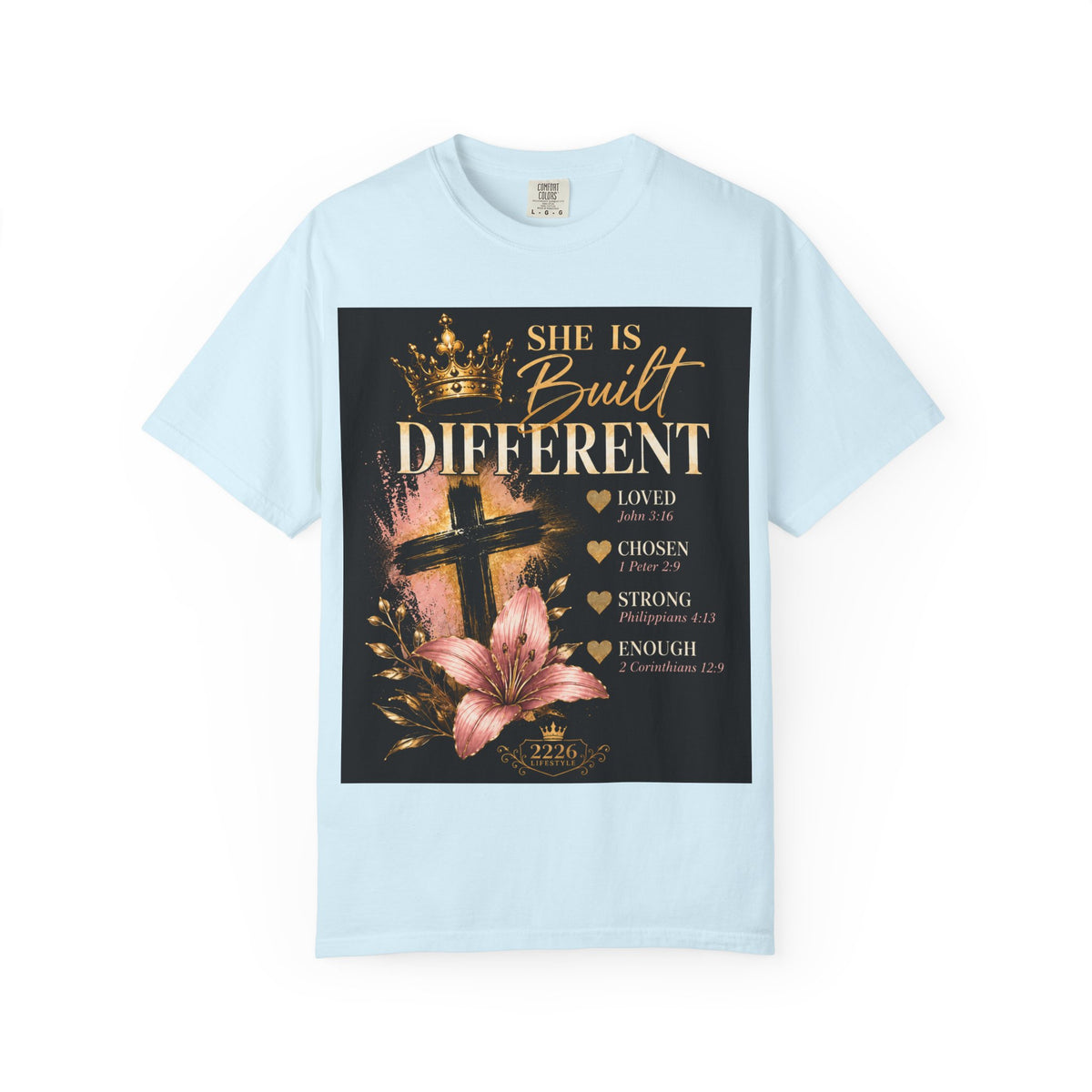 Christian Inspirational T-Shirt — "She Is Built Different / Built Right"