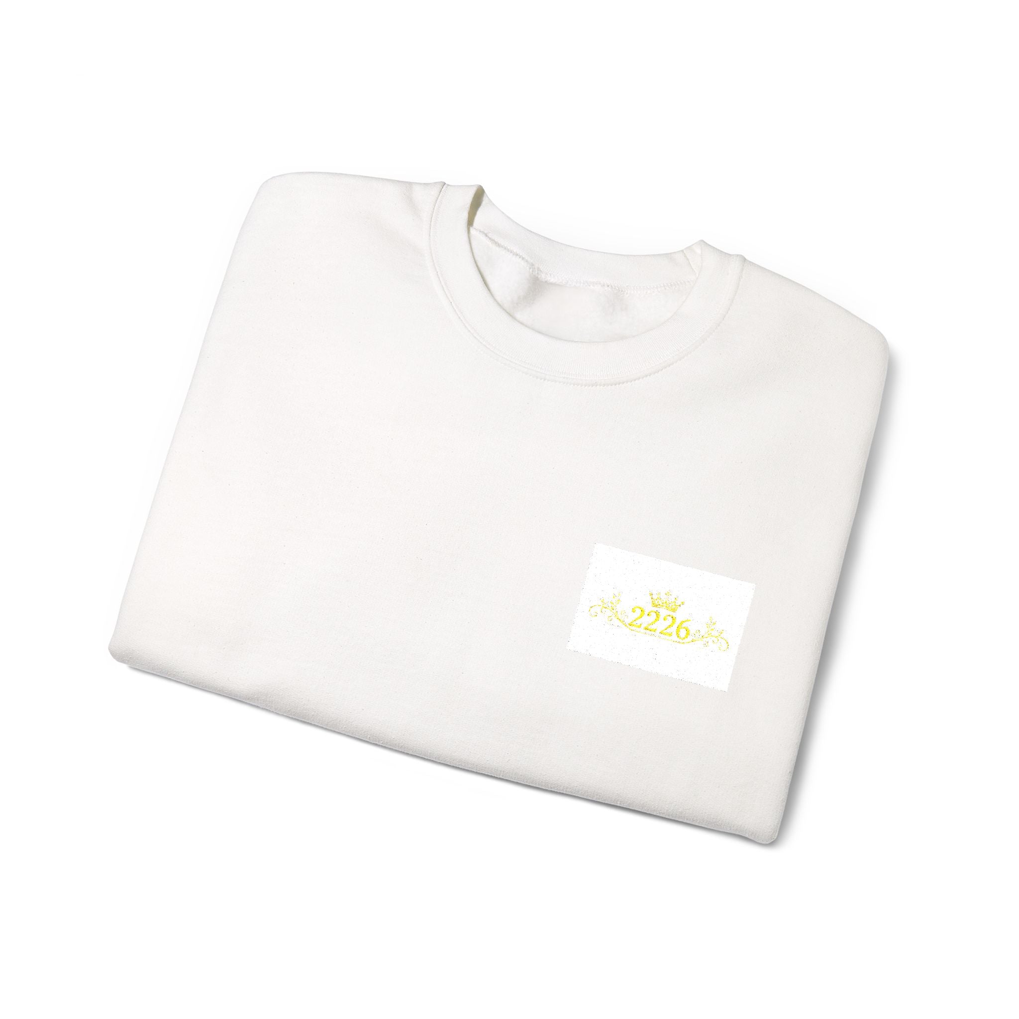 Crewneck Sweatshirt — Tiny Golden Crest Chest Patch