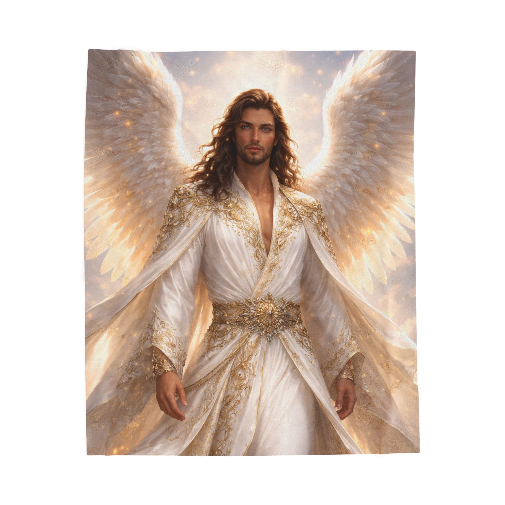 Angel Guardian Velveteen Plush Blanket — Ethereal Winged Protector Throw
