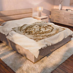 Royal Gold Crown Velveteen Plush Blanket — Ornate Baroque Throw for Luxurious Home Decor
