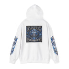 Cancer Zodiac Hoodie — Blue Crab Astrology Sweatshirt with Sleeve Art