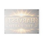 Glass Cutting Board – "The Harvest of the Earth" Golden Sunburst Decorative Chopping Board